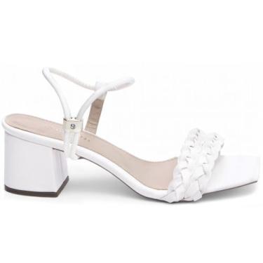 Imagem de Sandália Feminina Salto Cor Branca com Fivela de Ajuste - Torricella, 