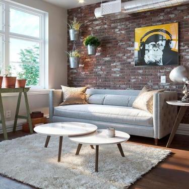 Imagem de Kit Mesa de Centro Ambiente Classic Redonda Off White - Imcal