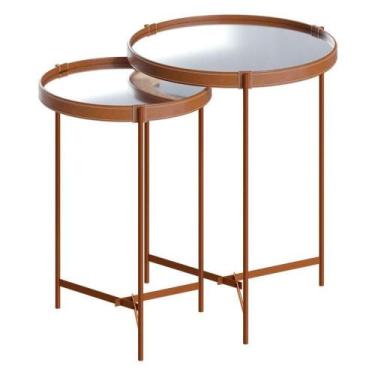 Imagem de Kit Mesa Lateral Aqua Com Espelho Cobre - Imcal - IMCAL MÓVEIS