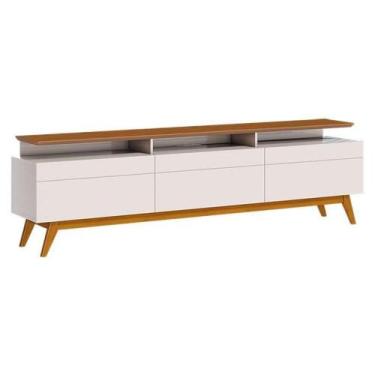 Imagem de Rack Bancada Classic 3 Gavetas Com Nicho 2.2 Off White Freijó Touch - 