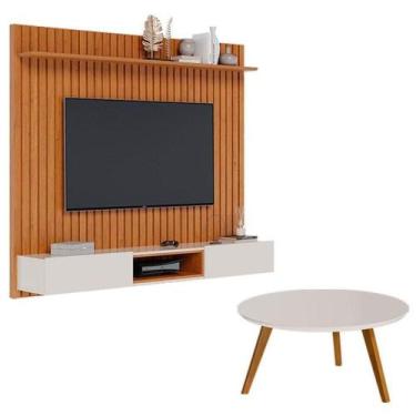 Imagem de Painel Suspenso Loft 1.8 Com Mesa De Centro Classic Redonda Nature Off