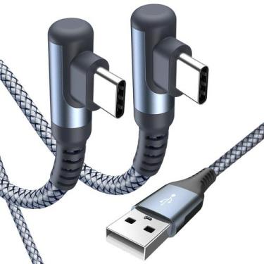 Imagem de Cabo USB C sweguard de ângulo reto de 1,5 pés+1,5 pés, pacote com 2 un