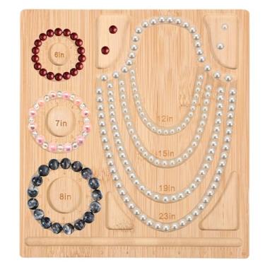 Imagem de UKQRRTC Tábuas de contas de bambu, placa de miçangas com 4 ranhuras para colar, 15,2 cm/17,8 cm/20,3 cm, fácil de usar, design conveniente para fazer joias, tornozeleiras e design de pulseira (estilo1