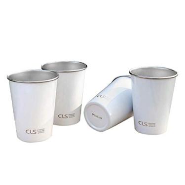 Imagem de Copos de beber de vidro 4 pçs 400ml copo de aço inoxidável conjunto de copos de acampamento de viagem ao ar livre pequeno portátil água cerveja chá café copos de vinho branco copos para enxaguatório b