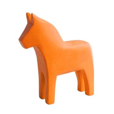 Imagem de Baoblaze Estatueta de cavalo Dala sueco para decoração do Ano Chinês de 2026, criativa e elegante, esculpida à mão em madeira para mesa, festa, escritório, Laranja
