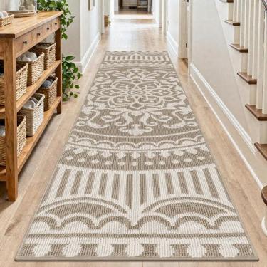 Imagem de U'Artlines Tapete de corredor de 60 cm x 2,4 m, tapete lavável antiderrapante para lavanderia de cozinha com suporte de borracha, tapete de pilha baixa para entrada, quarto, sala de estar, fazenda