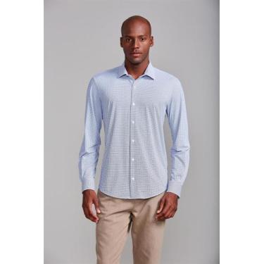 Imagem de Camisa Tecnocomfy Slim Fit Listrada - Azul - HIGHSTIL, Azul, 2