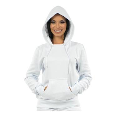 Imagem de Moletom Agasalho Feminino Blusão Roupa de Frio Bolso e Capuz-Feminino