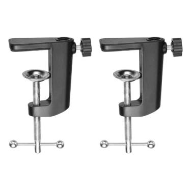Imagem de HARFINGTON 2 peças de montagem de grampo de mesa de metal, furo de 5,8 cm de diâmetro de 5,8 cm, suporte universal em cantilever com parafuso ajustável, alça de plástico para suporte de lâmpada de