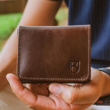 Imagem de Carteira Masculina Slim Couro Legítimo Minimalista RFID - Kraus, Marro