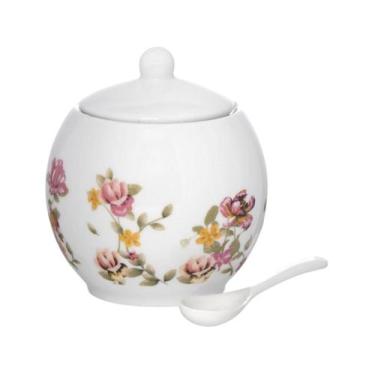 Imagem de Açucareiro em Porcelana com Colher Floral Le Jardim 350 ml - HAUSKRAFT