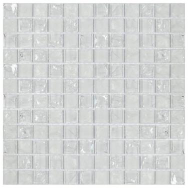 Imagem de Kit 1m² Pastilha de Vidro Ice 30cm X 30cm Branco Quebrado