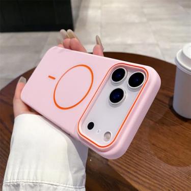 Imagem de Capa magnética para iPhone 17 Air 16e 16 15 14 13 12 11 Pro Max, fosca, lisa, resistente a impactos, em TPU macio, rosa, para iPhone 13 Pro Max.