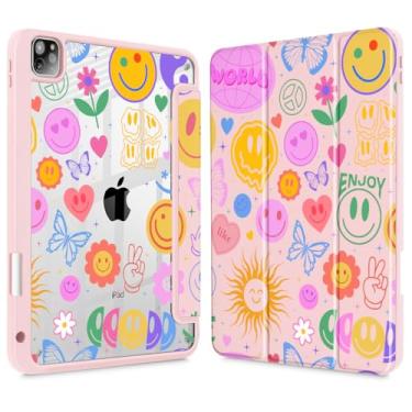 Imagem de May Chen Para iPad Pro 11 polegadas M2 4ª geração 2022, iPad Pro 11 3ª/2ª/1ª geração, suporte de lápis integrado com capa à prova de choque, capa traseira transparente transparente, despertar/hibernar