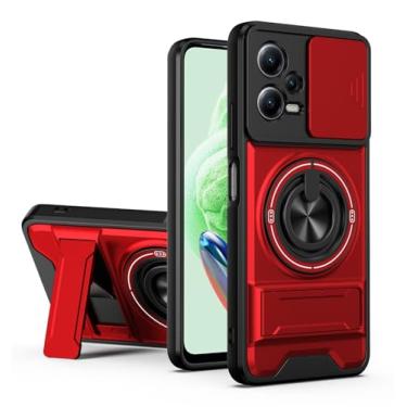 Imagem de SORAKA Capa para Xiaomi Redmi Note 12 5G com suporte,proteção de lente com janela e capa dupla de PC e TPU compatível com suporte magnético para carro