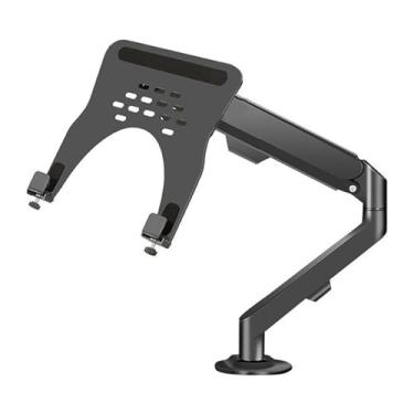 Imagem de KEG801302 Suporte de braço de laptop de escritório para mesa comporta 2 a 9 kg, braço de mola a gás ajustável 2 em 1, suporte de mesa para monitor único com bandeja para telas de 43.2 cm-76.2 cm ou