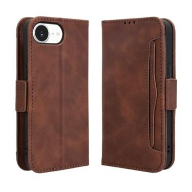 Imagem de XZDWH Capa para iPhone 16e, proteção magnética de corpo inteiro, à prova de choque, capa carteira de couro com compartimento para cartão para iPhone 16e (marrom)
