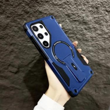 Imagem de HJZSZX Capa com suporte magnético para celular Samsung A35 5G (Azul-marinho)