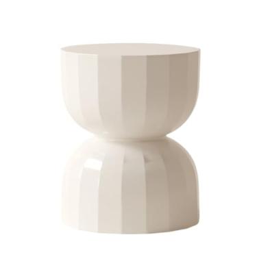 Imagem de Mesa lateral de sofá moderna, mini redonda, pequena, mesa de cabeceira para quarto, sala de estar, canto simples (branca)