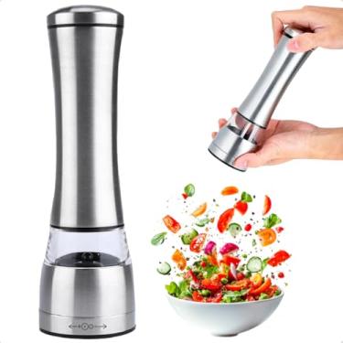 Imagem de Moedor de Pimenta e Sal Grosso em Aço Inox Premium - Moagem Ajustável com Engrenagem de Cerâmica de Alta Precisão, Design Ergonômico Gourmet