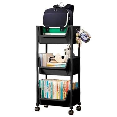 Imagem de Carrinho Organizador Multiuso Com Rodinhas Manicure Banheiro Lavanderia 3 Prateleiras (Preto S/Alca)