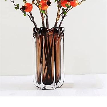 Imagem de x3anggyt5 Vaso de flores moderno vaso de vidro vertical sala de estar mesa de casamento vaso de decoração de luxo design minimalista Vasi Per Fiori item de decoração de casa (médio)
