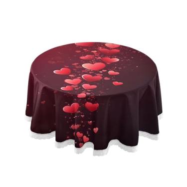 Imagem de Qilmy Toalha de mesa redonda de palmeira de treliça verde, 152 cm, resistente à água, à prova de derramamento, capa de mesa grande para jantar de reunião de família em ambientes internos e externos