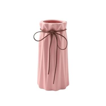 Imagem de Vaso pequeno de cerâmica moderno e moderno decoração criativa e minimalista para sala de estar, mesa de trabalho, arranjos de flores secas, ornamentos centrais de mesa (rosa)
