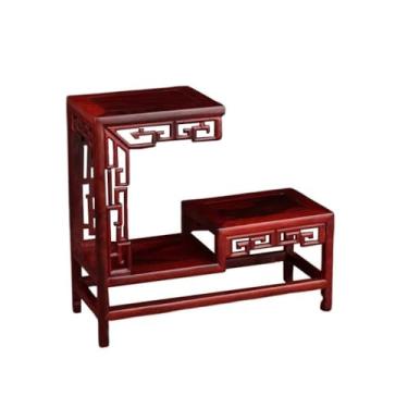 Imagem de KHUTRW3D Base de vaso retangular bicamada estante de madeira de galho azedo, expositor de base de bonsai para serviço de chá de flores