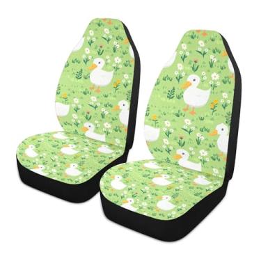 Imagem de xigua Cute Ducks Capas de assento de carro dianteiras universais, pacote com 2, capas protetoras de assento de carro respiráveis para decoração de interiores automotivos, SUV, carros e caminhões
