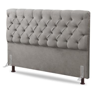 Imagem de Cabeceira Cama Box Solteiro Lylla 90cm Capitonê com Frame Linho Bege - Desk Design