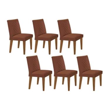 Imagem de Kit 6 Cadeiras De Cozinha Jade 6 Un Capuccino Suede Marrom Rufato