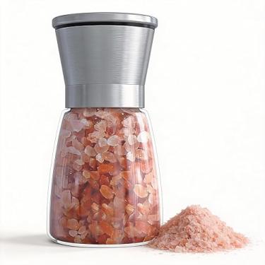 Imagem de Lindo conjunto de moedores de sal e pimenta — moedor de temperos recarregável de aço inoxidável e vidro com espessura ajustável — perfeito para sais do Himalaia ou marinhos, pimenta moída fresca ou