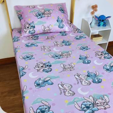 Imagem de Jogo de Cama Lençol e Fronha Solteiro Estampado Stitch 1,40 x 2,20 Men