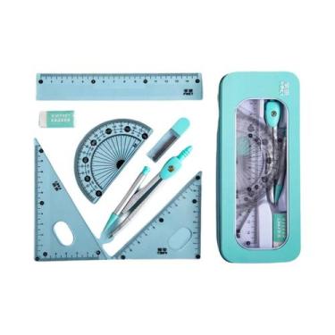 Imagem de Conjunto De Matemática Para Estudantes 7 Peças: Compasso, Régua, Trans