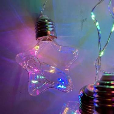 Imagem de Fio De Led Com 10 Lâmpadas Estrelas Fio De Fada Usb E Pilha Aa Colorido