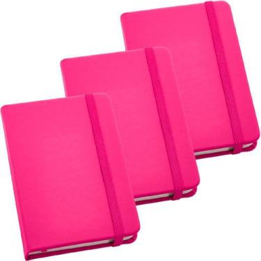 Imagem de Kit 3x Caderneta de Anotações 9x14cm 80 Fls Sem Pauta Rosa - TopGet