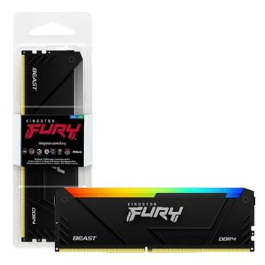 Imagem de Memória Kingston Fury Beast, 8GB, 3200MHZ, DDR4, RGB, PRETO - KF432C16BB2A/8