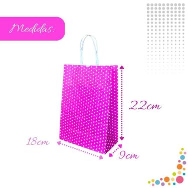 Imagem de Sacola Papel Kraft Para Presente Produtos Bolinhas 18X9X22Cm