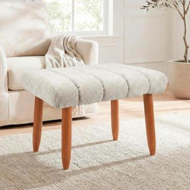 Imagem de Banqueta Decorativa Puff Retangular Nina Para Sala Bouclê - SOFA STORE