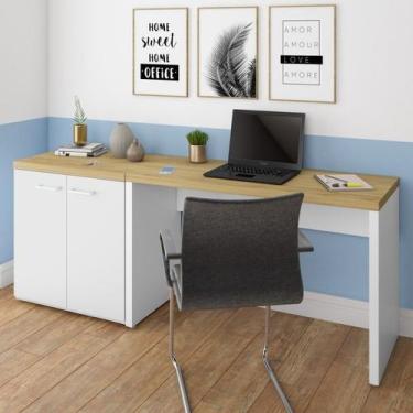 Imagem de Escrivaninha Mesa Escritório com Armário Toq 2 Portas 190cm - Espresso