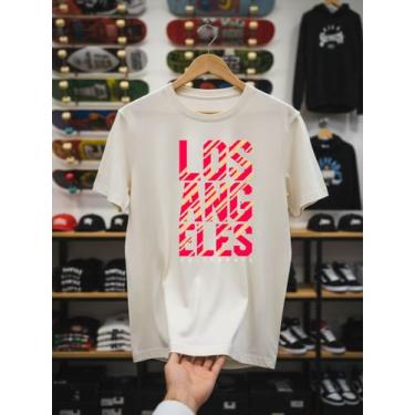 Imagem de Camiseta Masculina LA California Estampa Colorida Algodão Penteado Cam