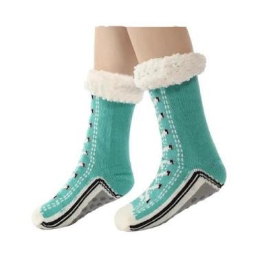Imagem de Meia Pantufa Feminina Térmica De Inverno Com Pelúcia Antiderrapante Qu