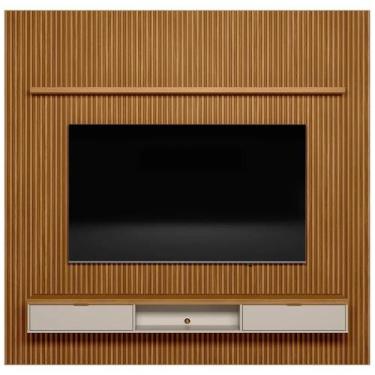 Imagem de Painel Ripado para Tv 75 Pol. com Bancada 258cm Prime Plus L06 Nature/