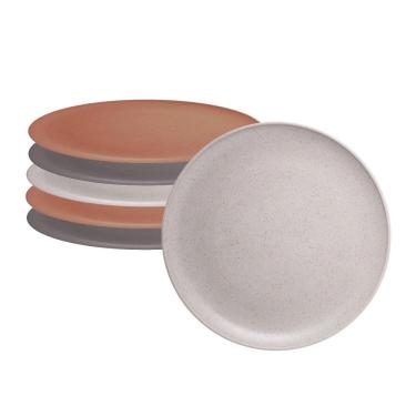 Imagem de Jogo 6 Pratos De Sobremesa Fibra Pp Wolff Cinza Claro 19,5cm