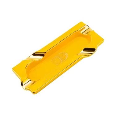 Imagem de Cinzeiro Retangular De Cerâmica Dourada LUBINSKI De Grande Capacidade 