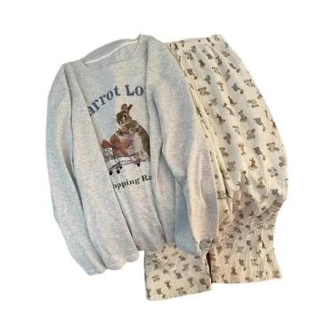 Imagem de Conjunto De Pijamas Femininos Estilo Coreano, Confortáveis Para Primav