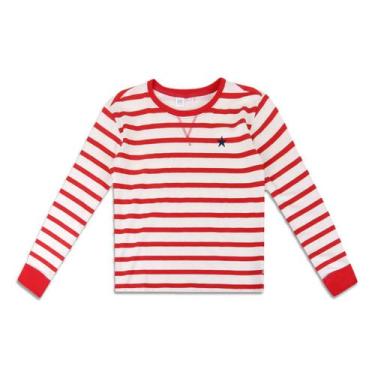 Imagem de Camiseta GAP Manga Longa Listrada Feminina, Vermelho, 10-11A