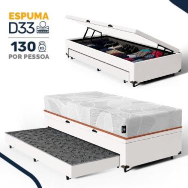 Imagem de Cama Box Baú com Colchão de Espuma D33 Enrolado Sonno Full Umaflex Aux