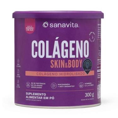 Imagem de Colágeno Skin & Body Sanavita Morango com Açaí 300g